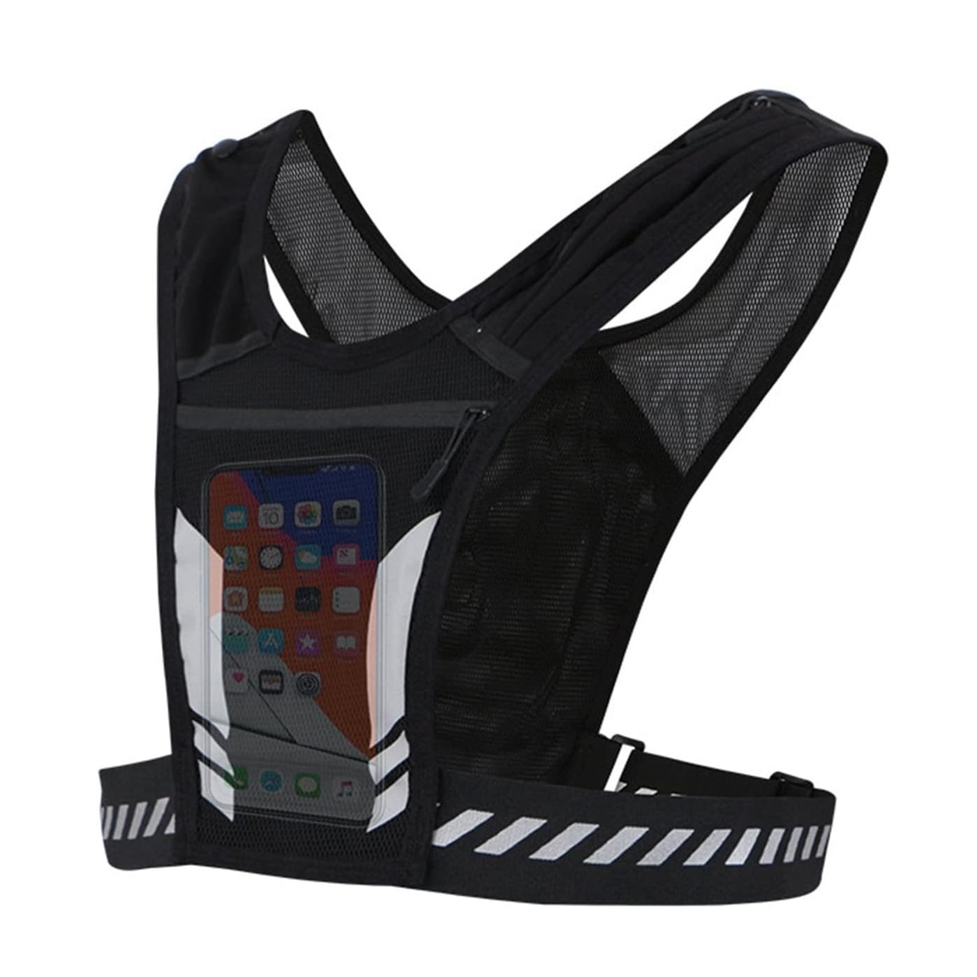 CHALECO PARA RUNNING REFLECTANTE LIGERO CON PORTA CELULAR Y BOTELLA AJUSTABLE PARA CORRER Y CICLISMO - 1