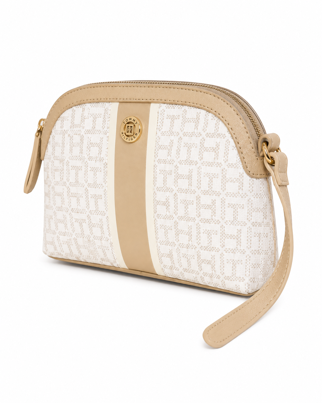 CARTERA CROSSBODY TOMMY HILFIGER DOME BANDOLERA BLANCO Y BEIGE - 2