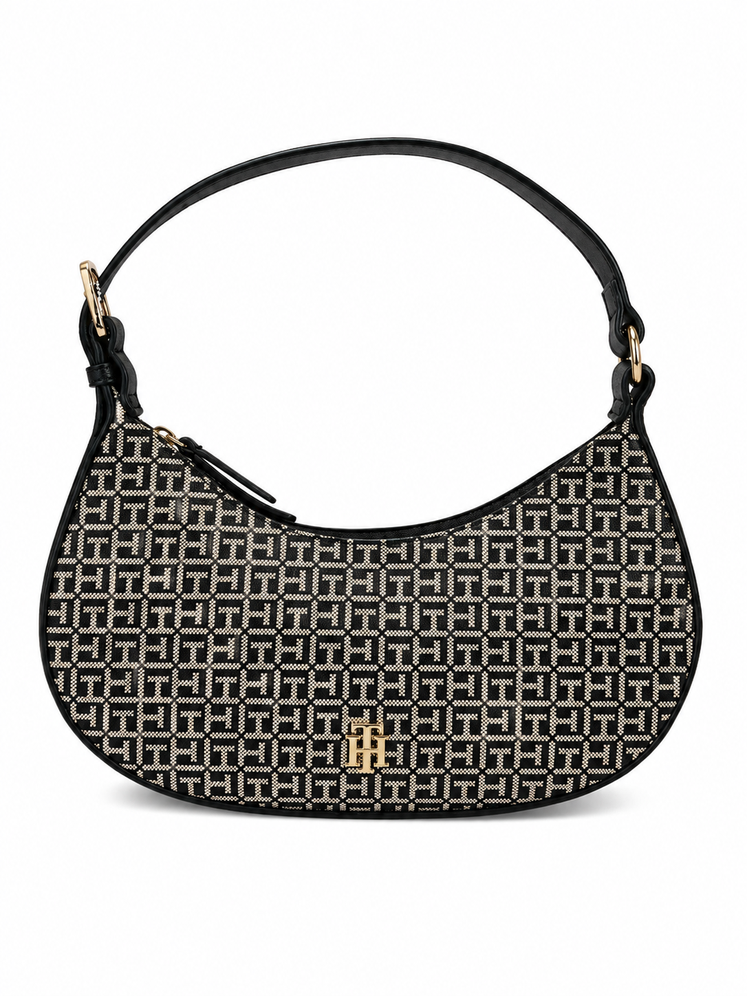 CARTERA DE HOMBRO BAGUETTE TOMMY HILFIGER MONOGRAM MEDIA LUNA BAG NEGRO - 1