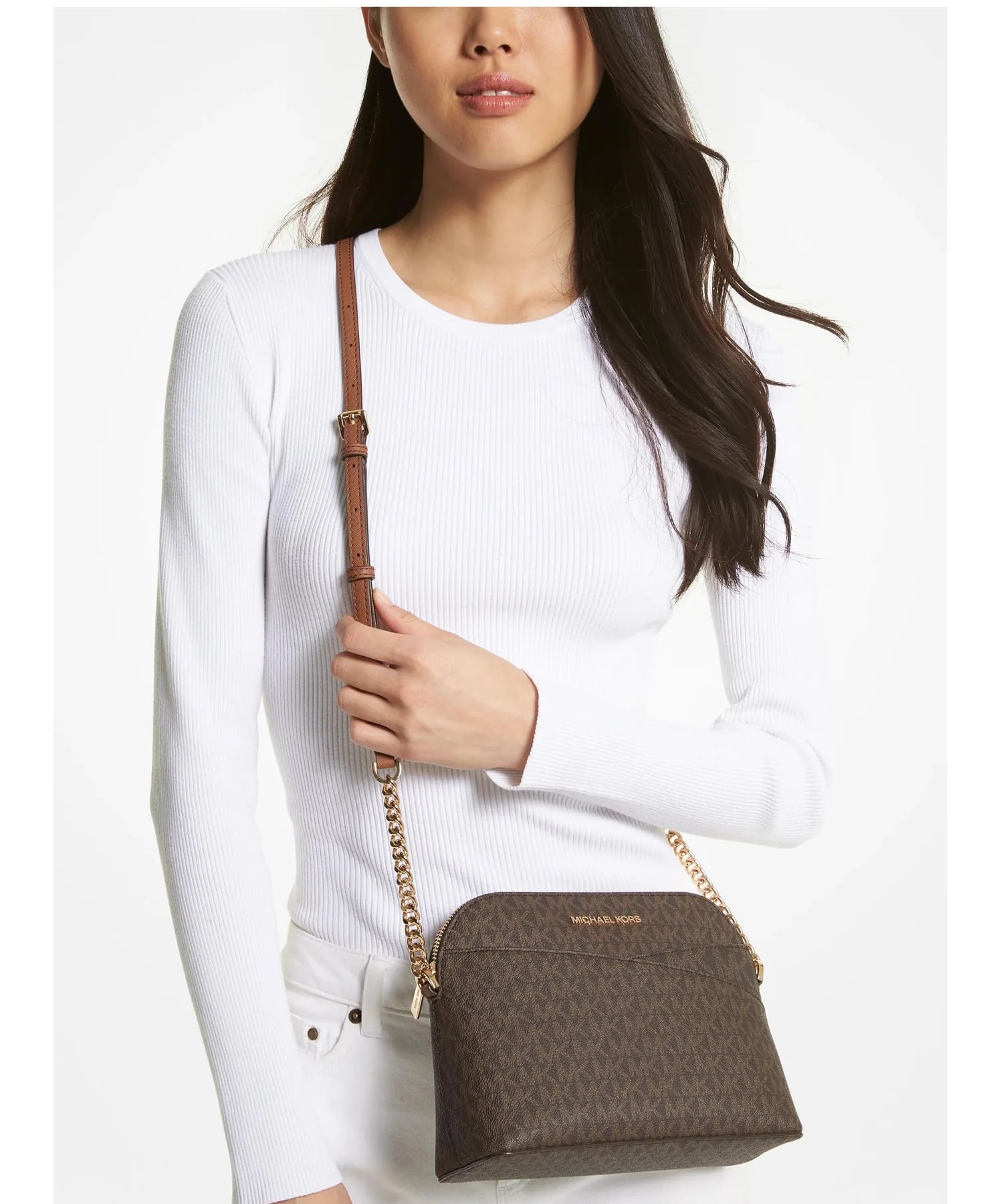 BOLSO BANDOLERA MICHAEL KORS MEDIANO CON LOGO JET SET TRAVEL MARRON - 4