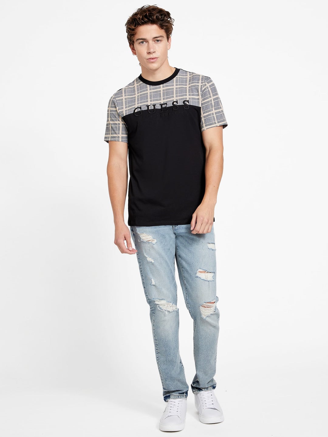 CAMISETA CON LOGO A CUADROS GUESS ECO DAVION NEGRO - 3