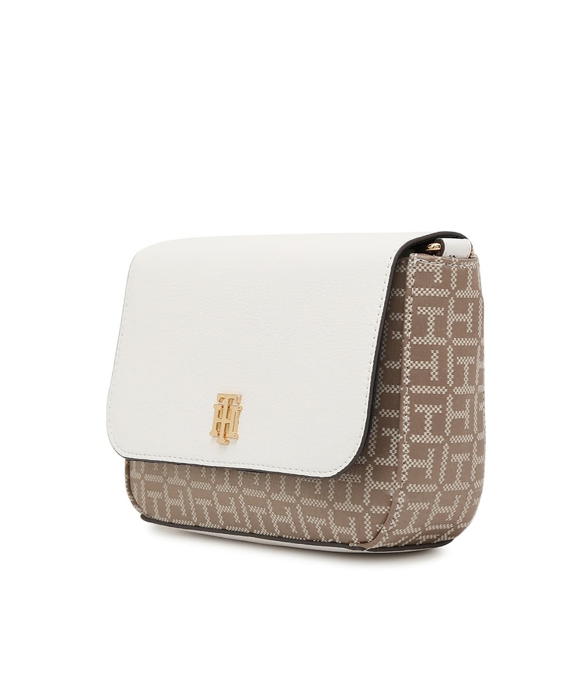 CARTERA BANDOLERA MAXINE CON SOLAPA BLANCO CON DORADO Y MONOGRAMA TOMMY HILFIGER - 2