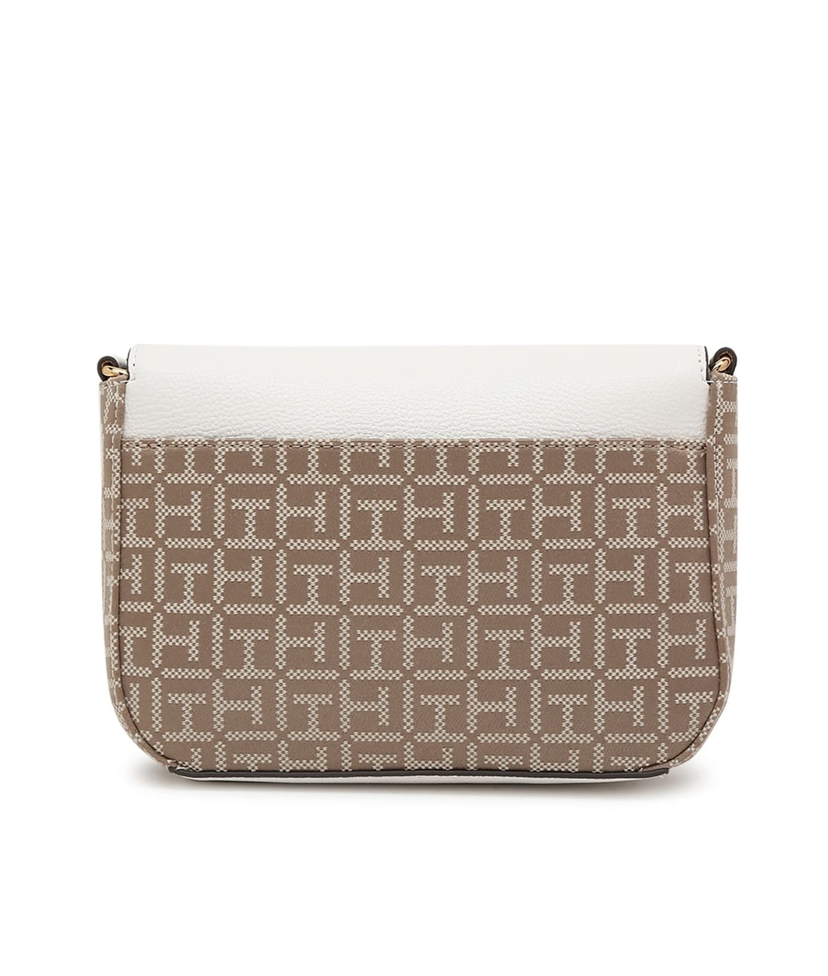CARTERA BANDOLERA MAXINE CON SOLAPA BLANCO CON DORADO Y MONOGRAMA TOMMY HILFIGER - 3