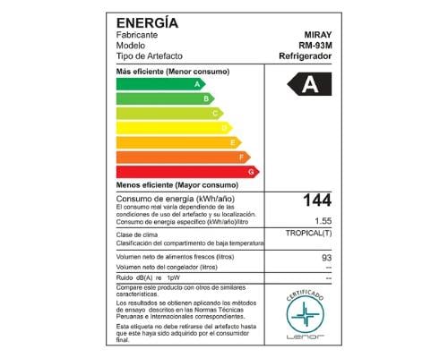 FRIGOBAR REFRIGERADORA MIRAY RM-93M 93 L - 2