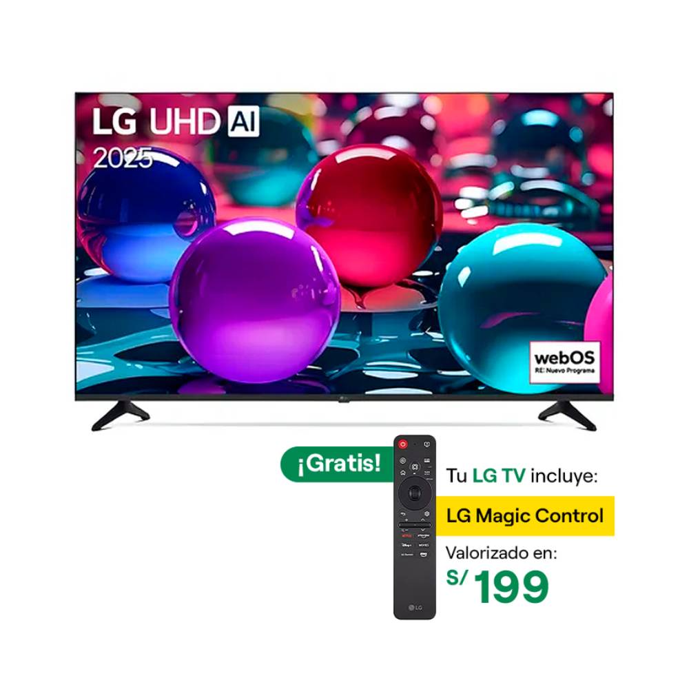 TELEVISOR 55'' LG UHD AI 55UA7300PSB 4K SMART TV 2025 + MAGIC CONTROL LG IA MR25GA - 1