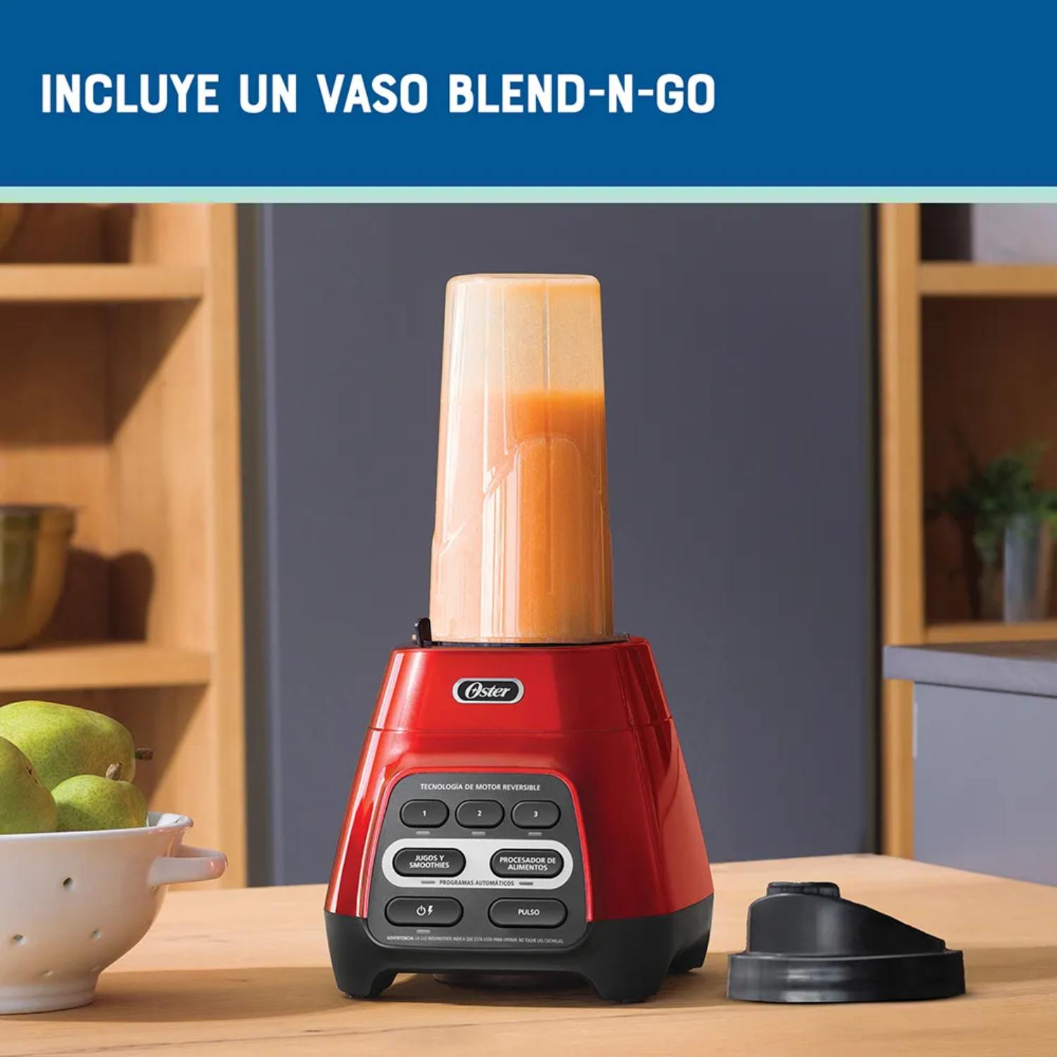 LICUADORA OSTER ROJA Y VASO BLEND N GO BLSTPYG1310RBG 1.5L - 4
