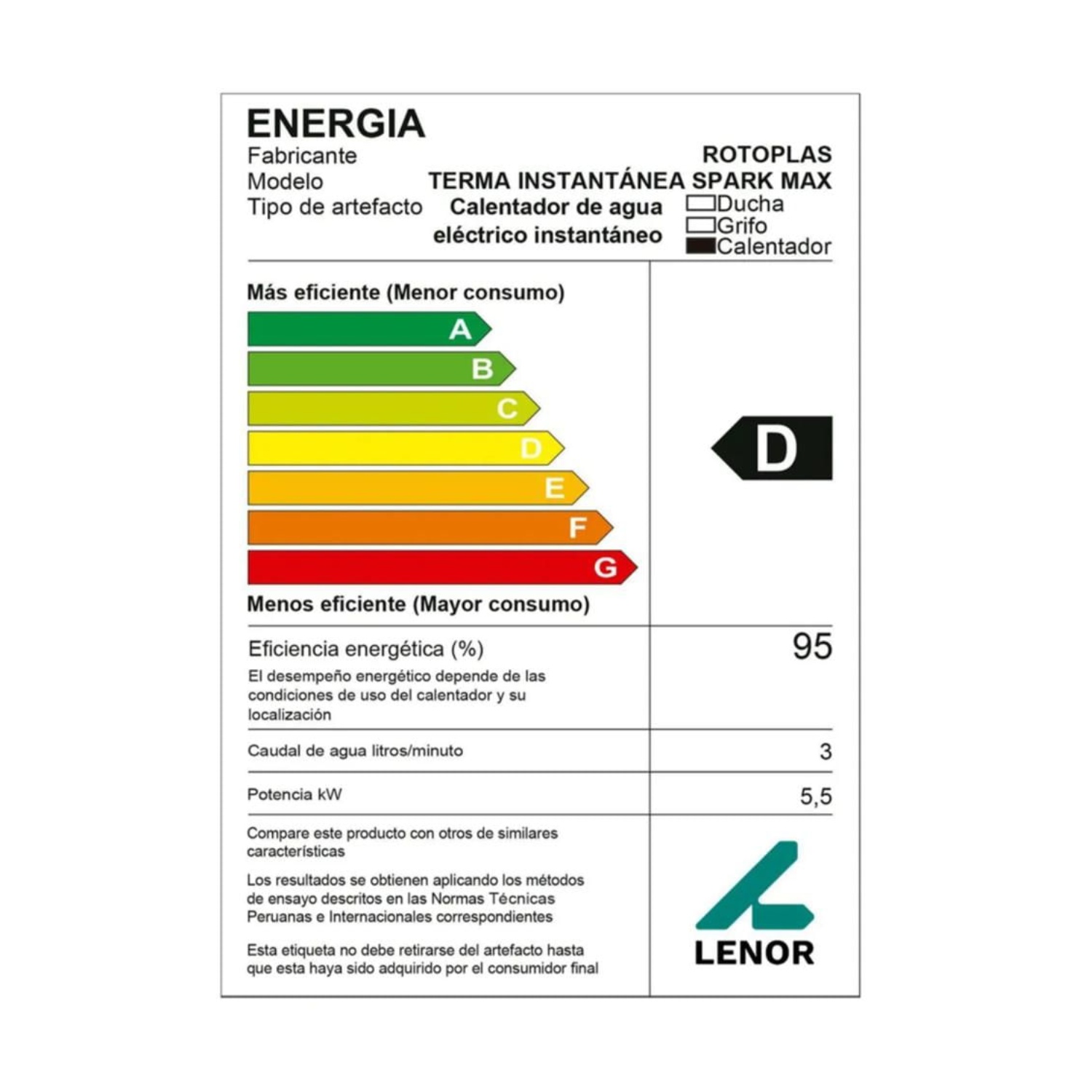 RAPIDUCHA ELÉCTRICA ROTOPLAS SPARK MAX 5500W - 3