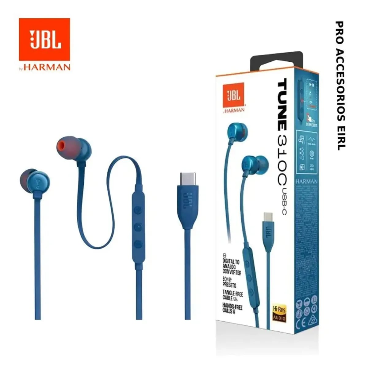 AUDIFONO JBL TUNE 310C MICROFONO USB-C PURE BASS AZUL - 1
