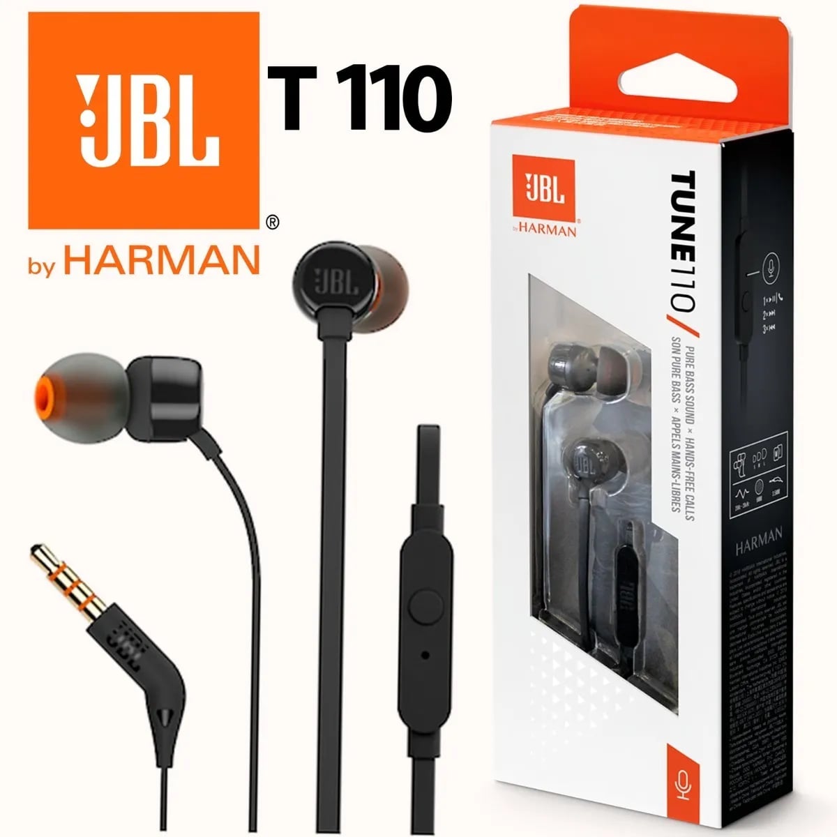 AUDIFONO JBL TUNE 110 MICROFONO CONECTOR 3.5MM NEGRO - 1