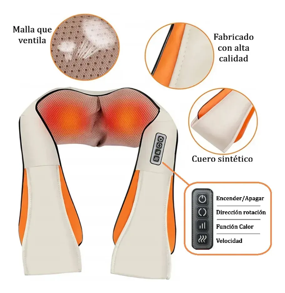 MASAJEADOR ESPALDA CUELLO Y HOMBRO CALOR ELÉCTRICO - 1