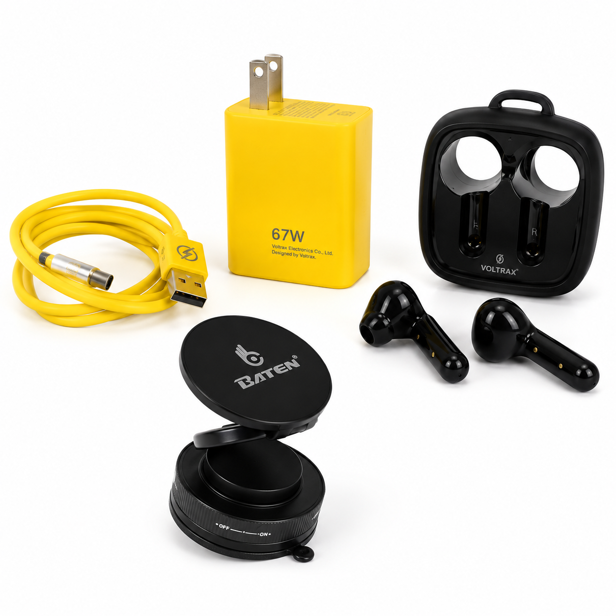 COMBO AUDÍFONOS + CABLE + CARGADOR Y HOLDER MÁGENTICO - 1