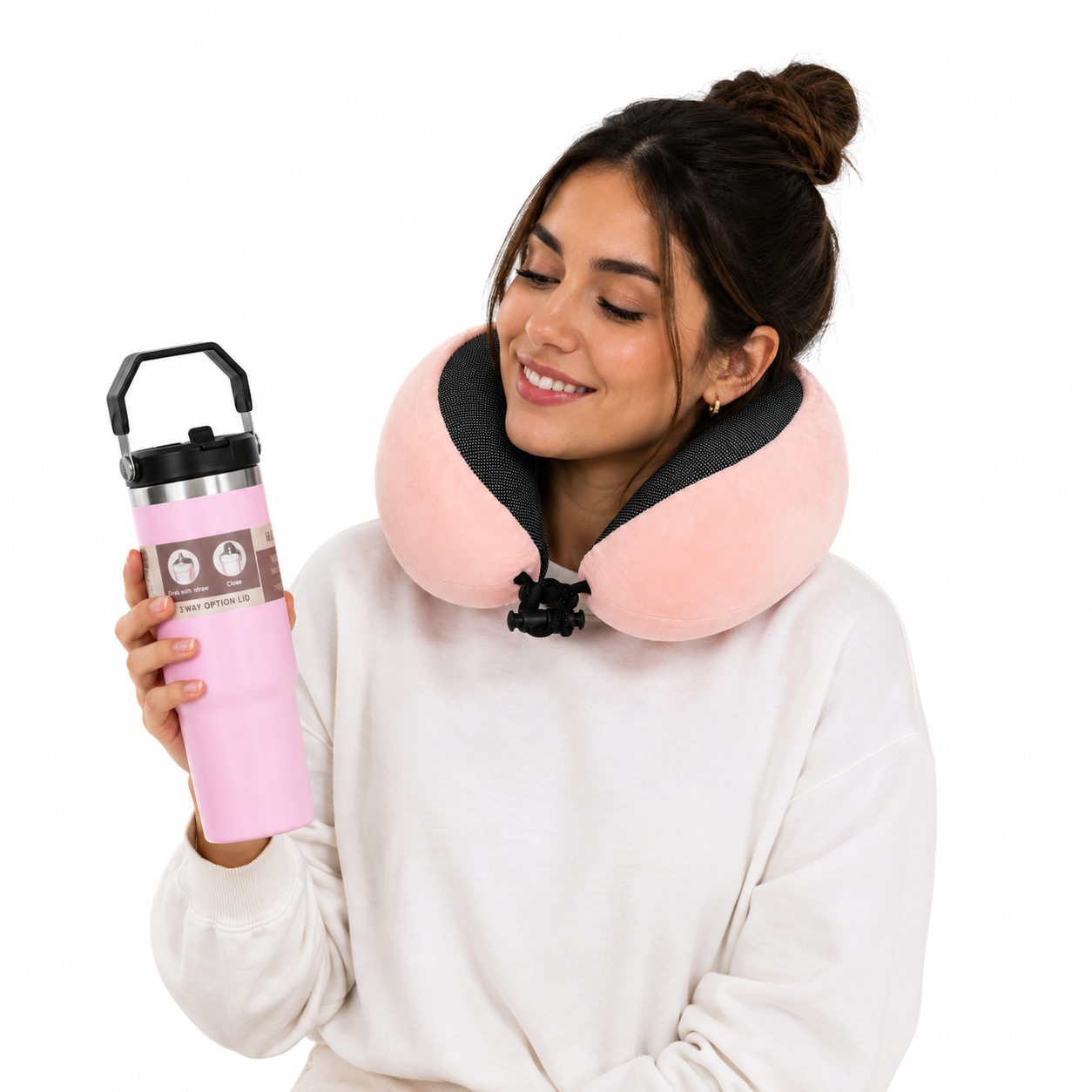 COMBO COJIN VIAJERO + TERMO MUG 600 ML COLOR VARIADO - 1