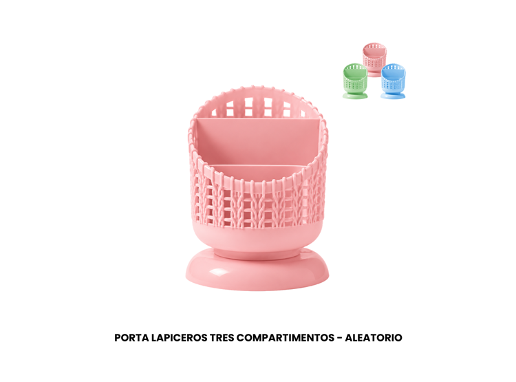 PORTA LAPICEROS TRES COMPARTIMENTOS - ALEATORIO - 1