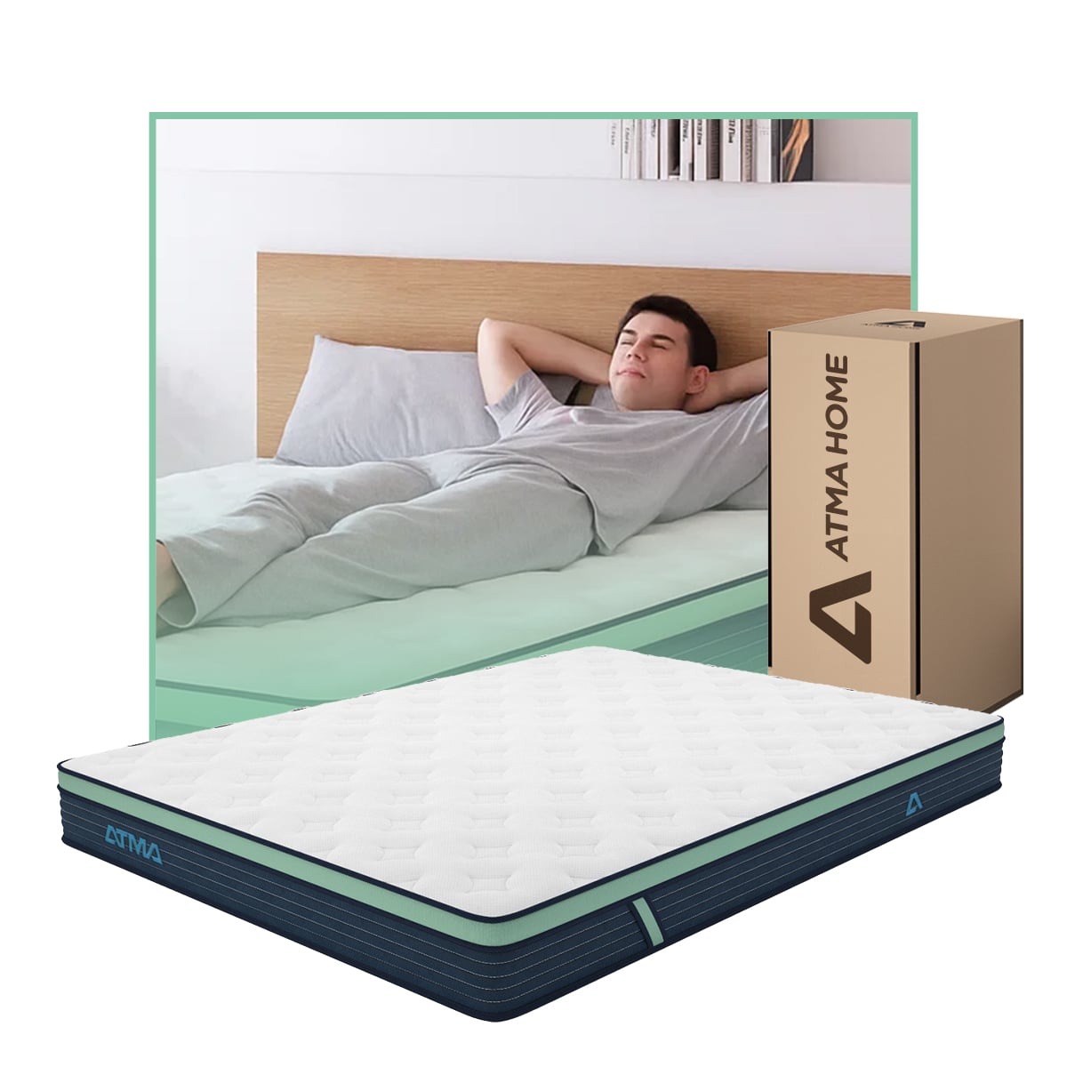 COLCHÓN ATMA ONE EN CAJA 2 PLAZAS 3 CAPAS DE ESPUMA 20 CM - 1