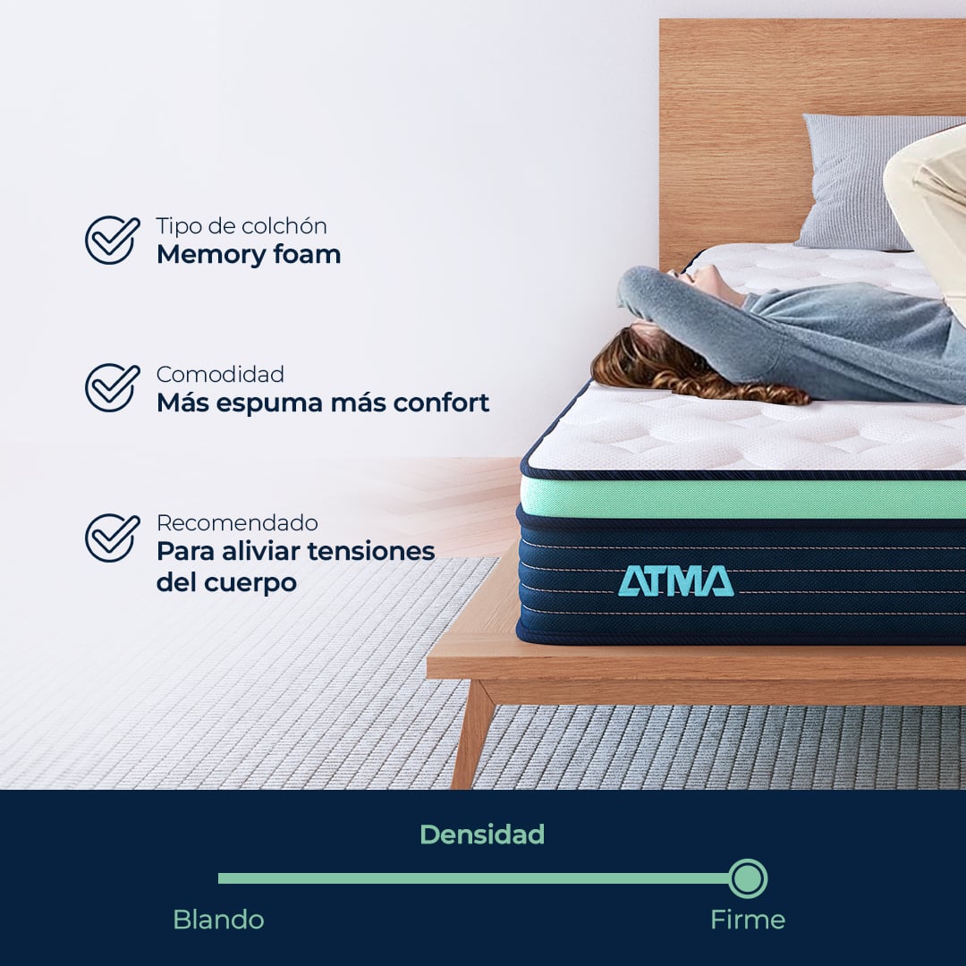 COLCHÓN ATMA ONE EN CAJA 2 PLAZAS 3 CAPAS DE ESPUMA 20 CM - 6