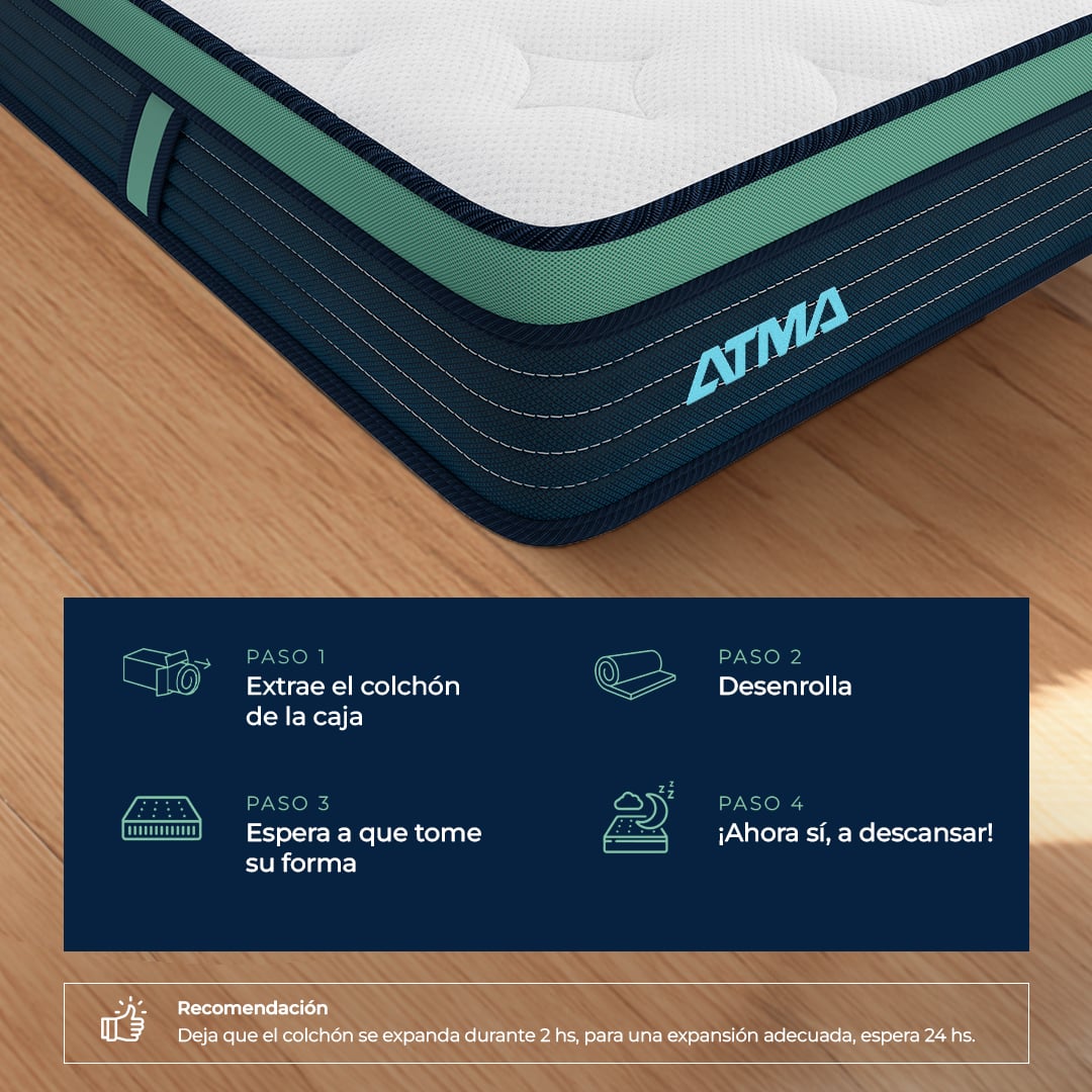 COLCHÓN ATMA ONE EN CAJA 2 PLAZAS 3 CAPAS DE ESPUMA 20 CM - 8