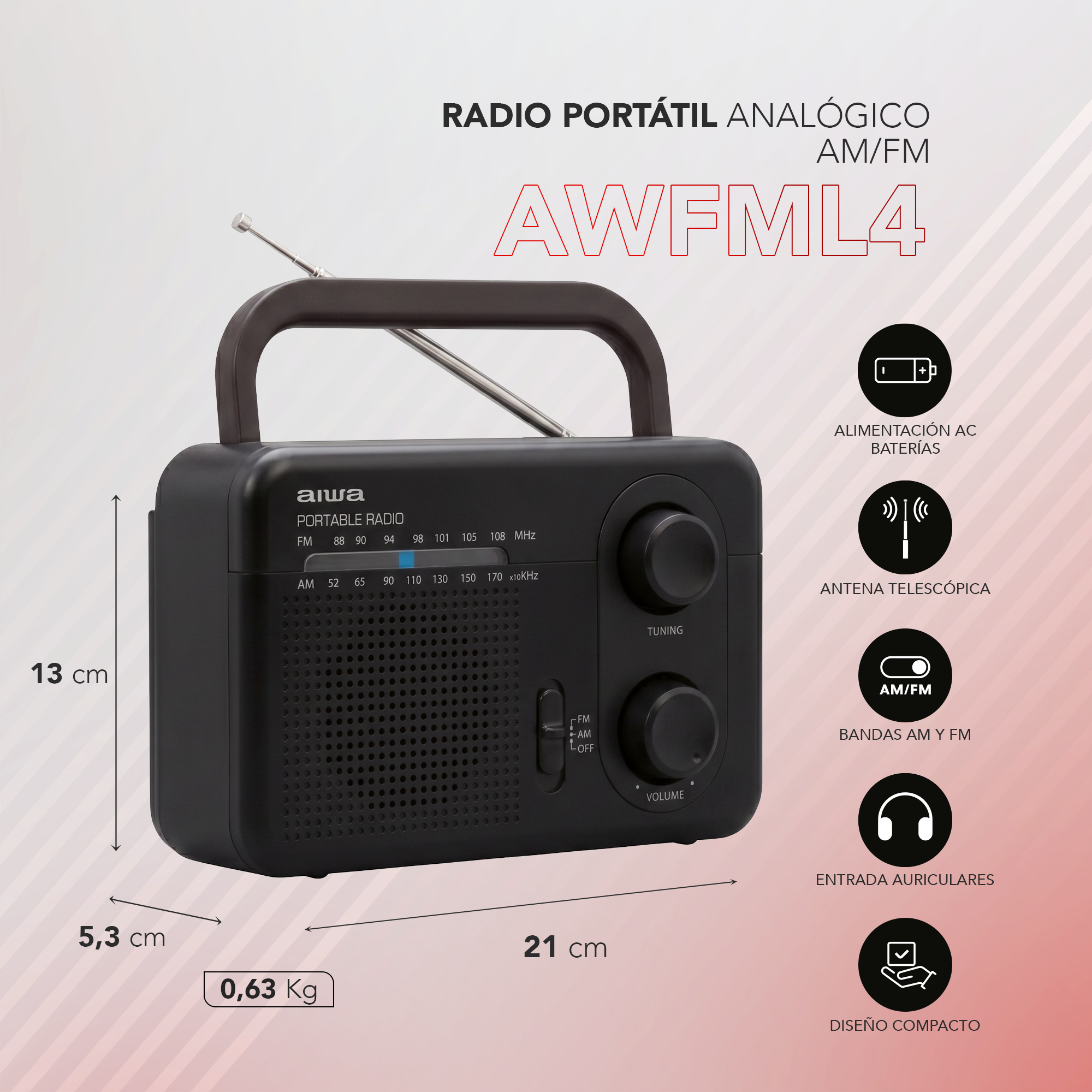 RADIO PORTÁTIL ANALÓGICO | AM/FM | AWFML4 - 3