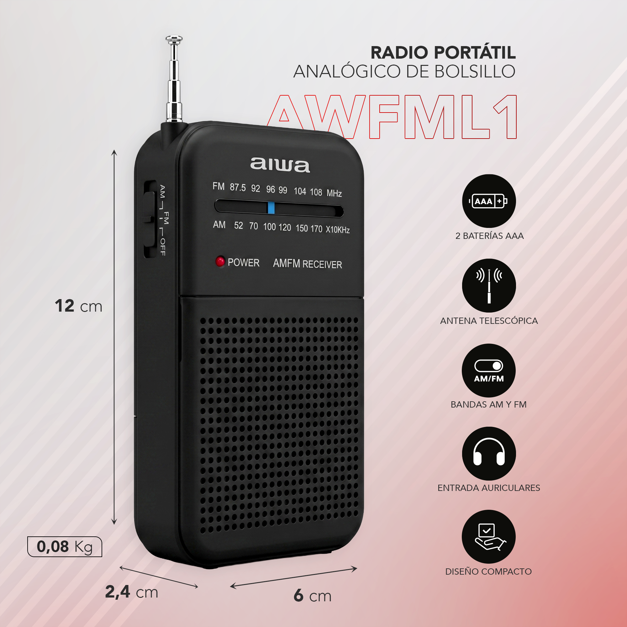 RADIO PORTÁTIL ANALÓGICO | AM/FM | AWFML1 - 2