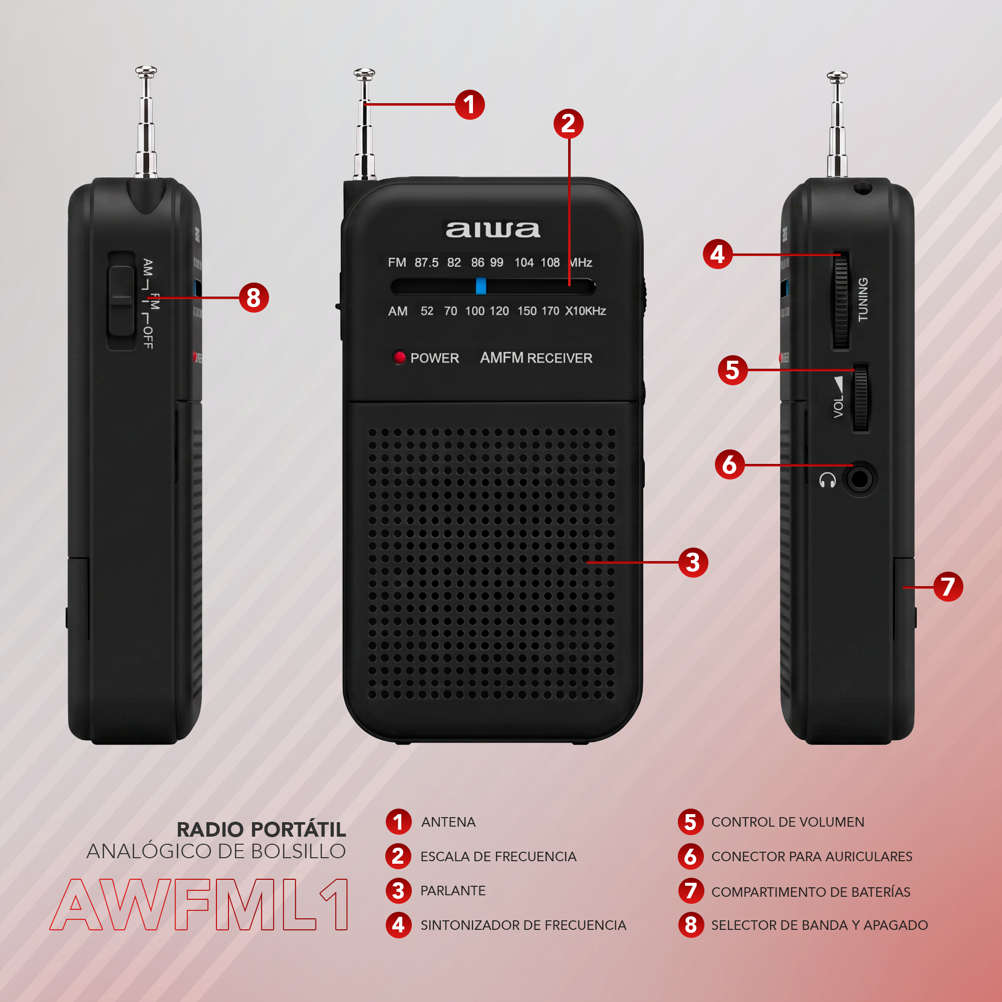 RADIO PORTÁTIL ANALÓGICO | AM/FM | AWFML1 - 3
