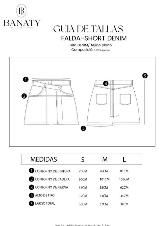 FALDA SHORT DENIM DE MUJER BANATY - 2