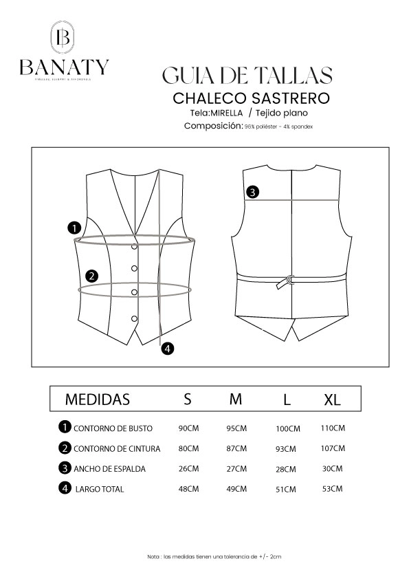 CHALECO SASTRERO CON BOTONES Y REGULADOR ESPALDA - 2