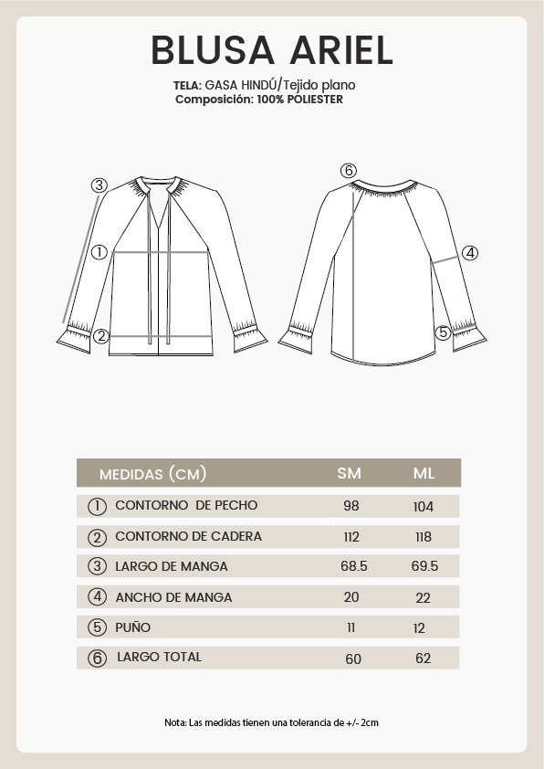 BLUSA DE GASA MANGA LARGA CON LAZO - ARIEL - 2
