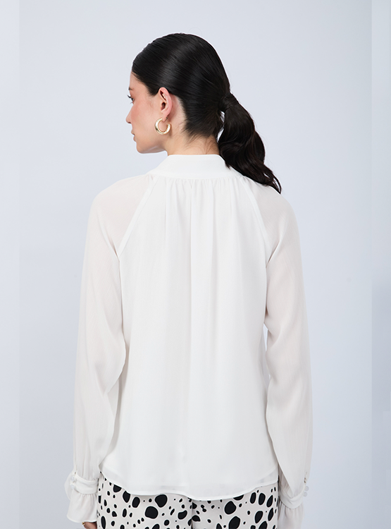 BLUSA DE GASA MANGA LARGA CON LAZO - ARIEL - 4
