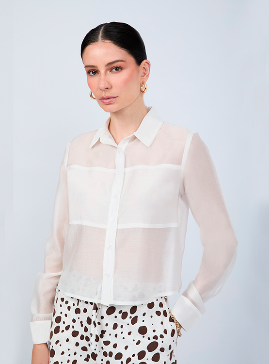 BLUSA SEMITRANSPARENTE MANGA LARGA ELEGANTE - BAMBOO - 1