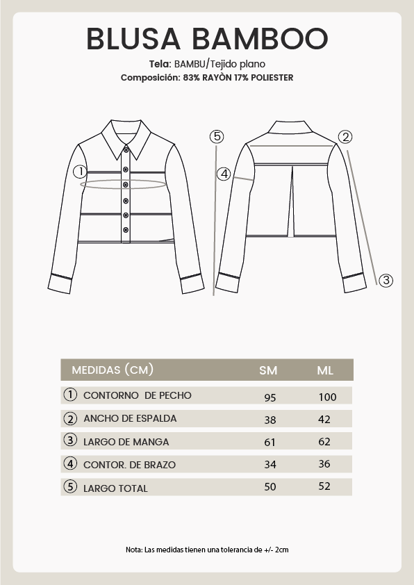 BLUSA SEMITRANSPARENTE MANGA LARGA ELEGANTE - BAMBOO - 2