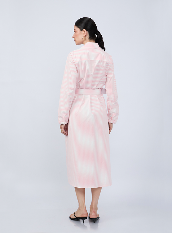 VESTIDO CAMISERO MIDI A RAYAS MANGA LARGA PAULINA - 4