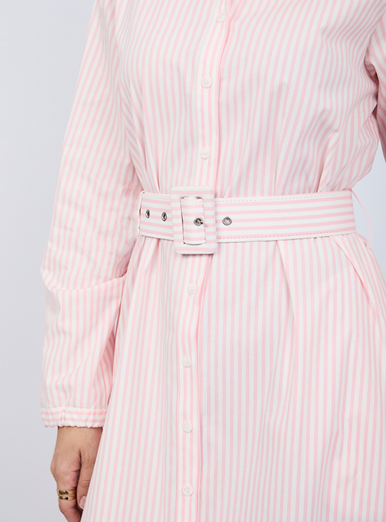 VESTIDO CAMISERO MIDI A RAYAS MANGA LARGA PAULINA - 5