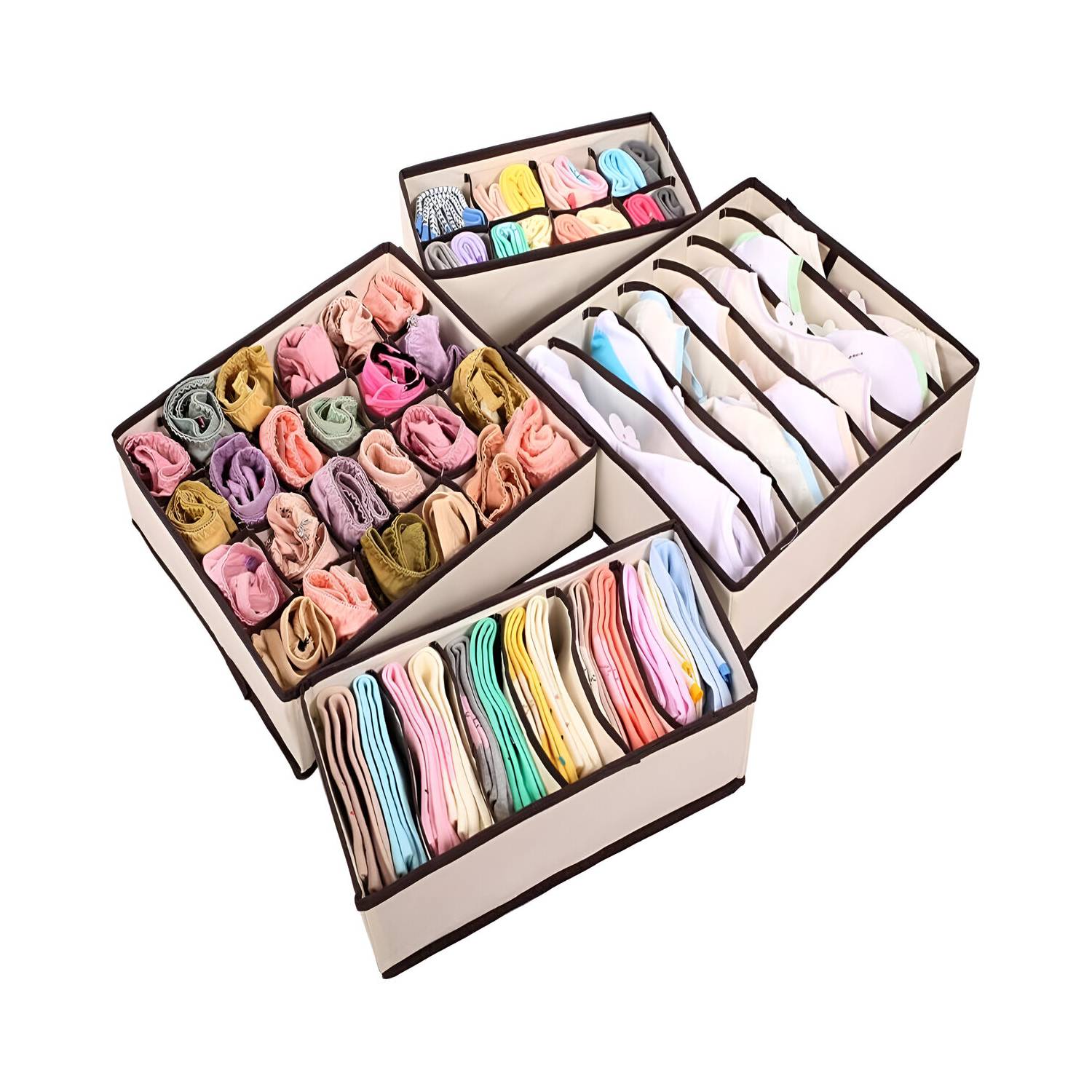 ORGANIZADOR DE ROPA INTERIOR 4 PCS - MARRÓN - 1