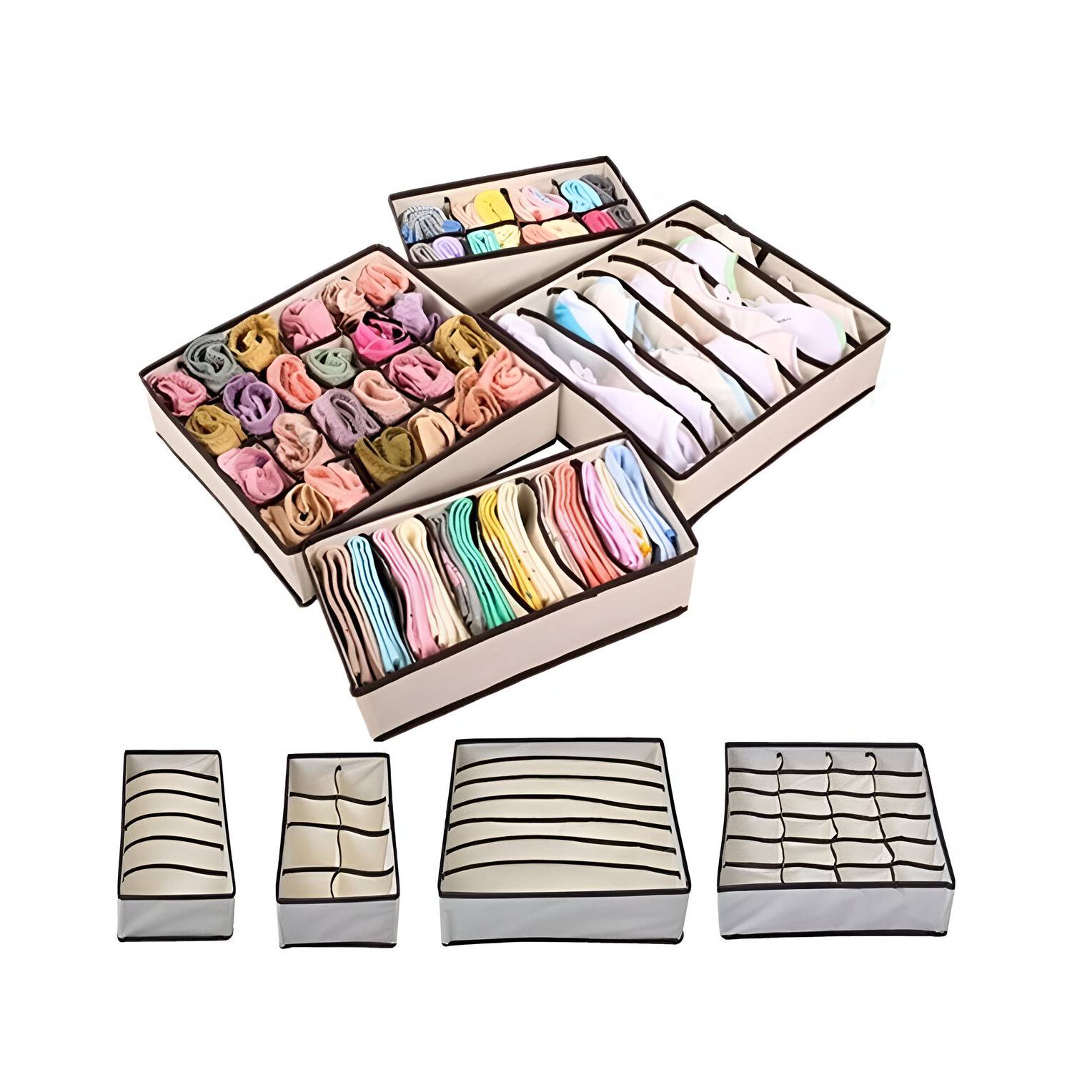 ORGANIZADOR DE ROPA INTERIOR 4 PCS - MARRÓN - 2