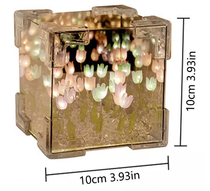 ADORNO LAMPARA ESPEJO 3D TULIPANES INFINITOS SAN VALENTÍN- LUZ CÁLIDA - 5