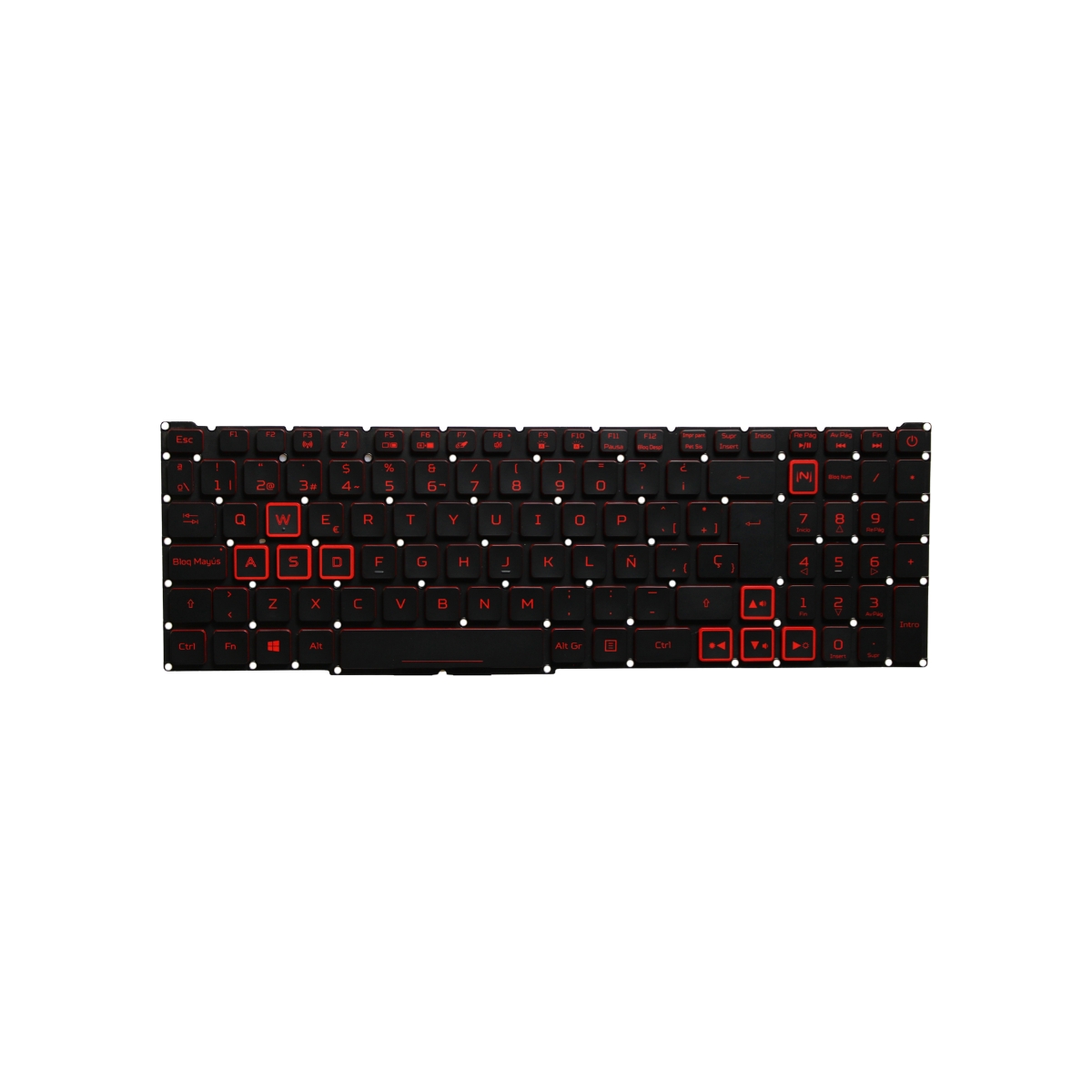 TECLADO PARA LAPTOP ACER AN517-54 AN515-57 GENUINO POWER ILUMINADO ROJO FLEX DELGADO - 2