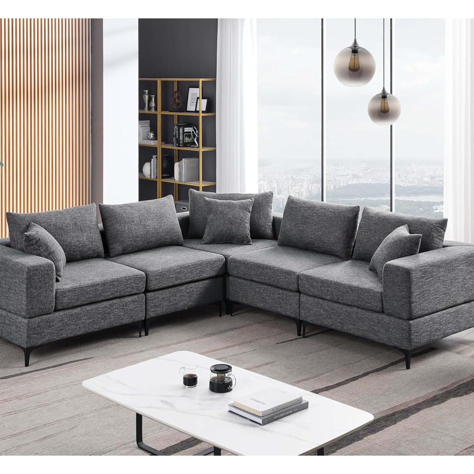 SECCIONAL GAREL CON ASIENTOS MOVIBLES MUEBLES PERU + COJINES DE REGALO - 1