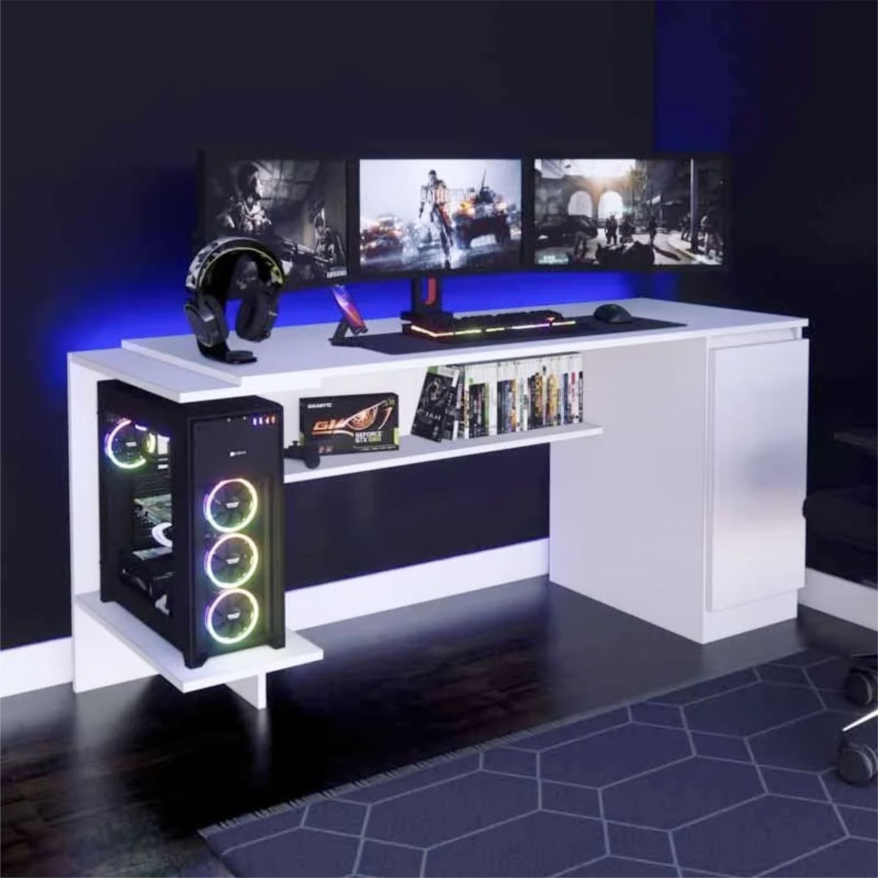 ESCRITORIO GAMER 140 CM BLANCO INNOVACIONES LUMIK - 1