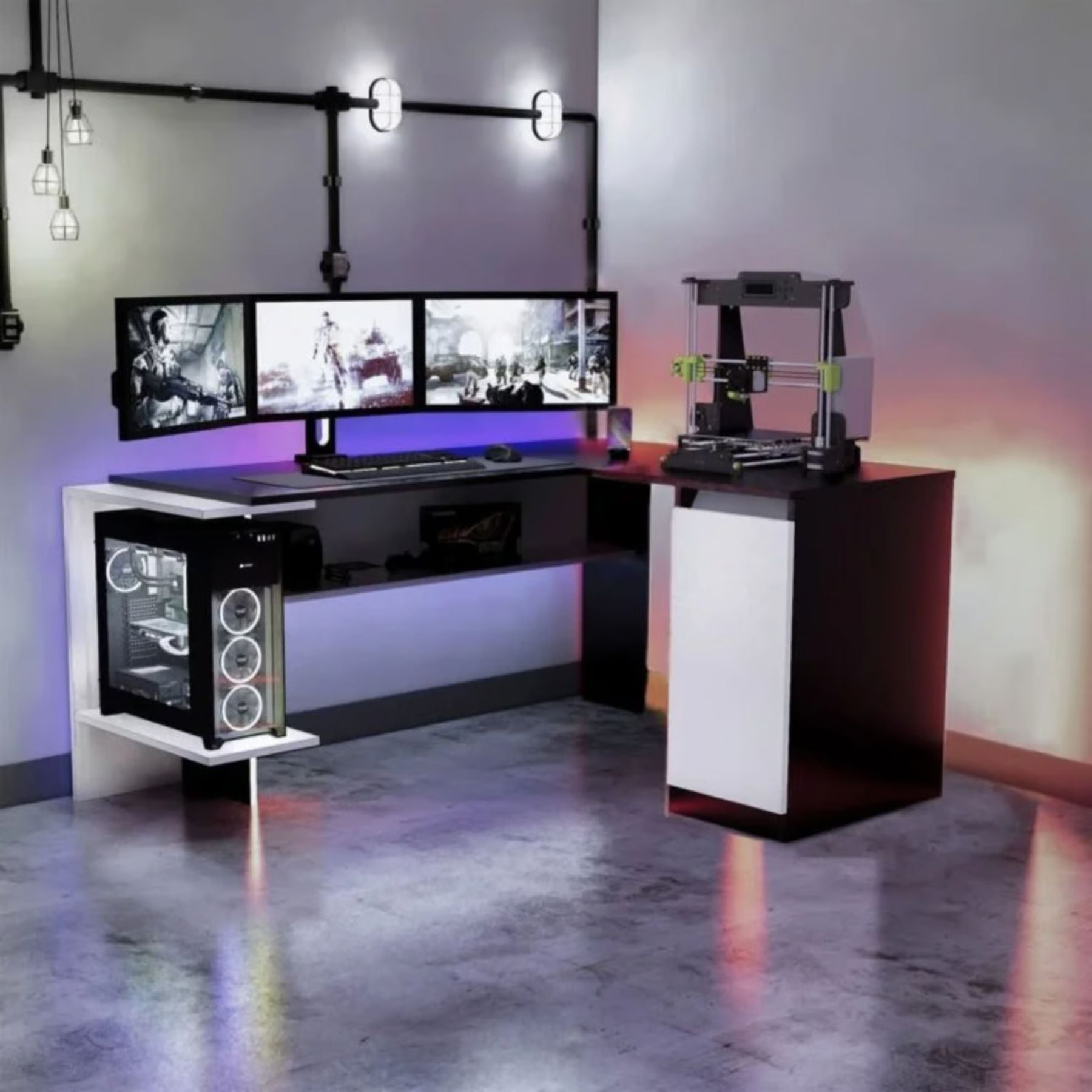 ESCRITORIO GAMER L 140/106 CM BLANCO/NEGRO INNOVACIONES LUMIK - 1