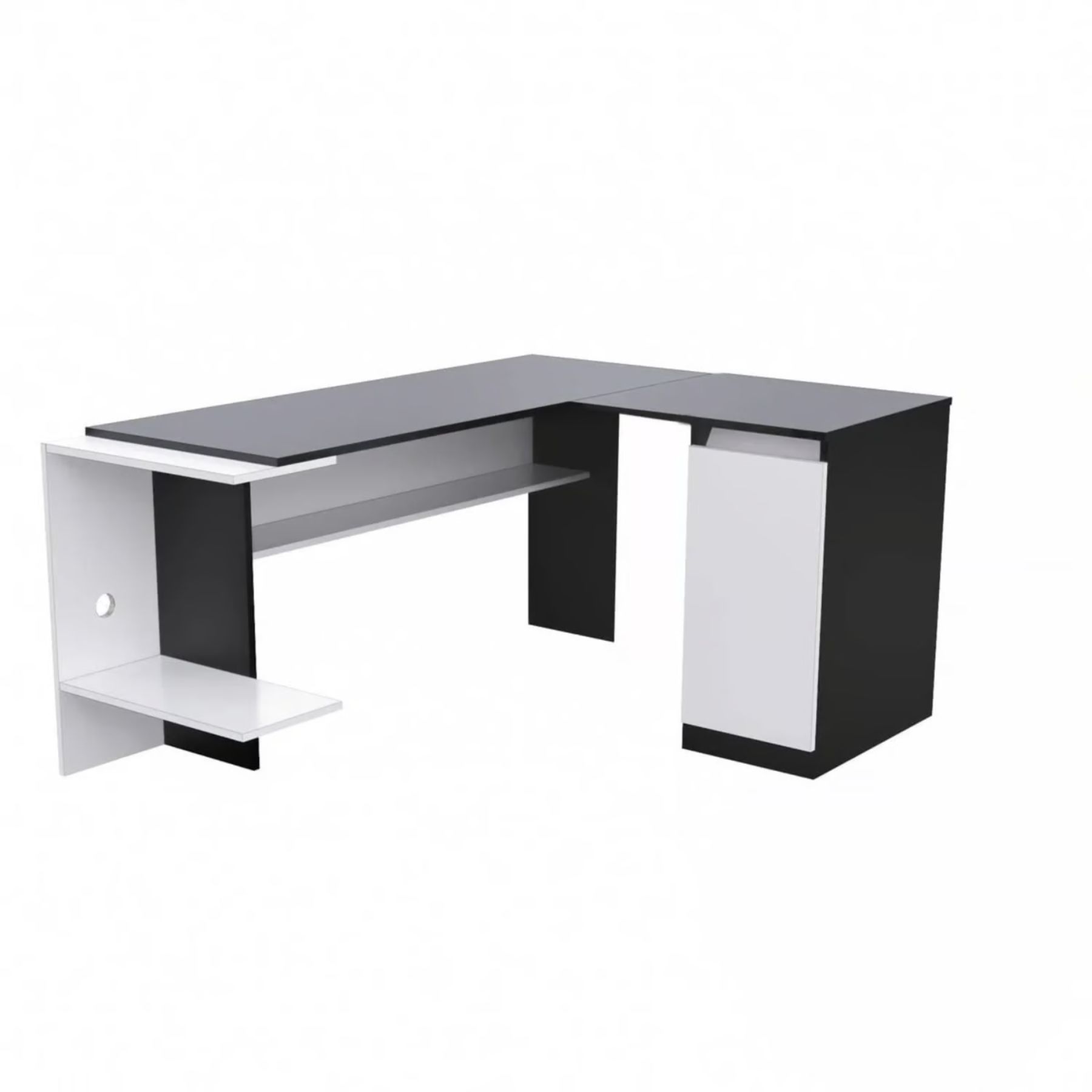 ESCRITORIO GAMER L 140/106 CM BLANCO/NEGRO INNOVACIONES LUMIK - 3