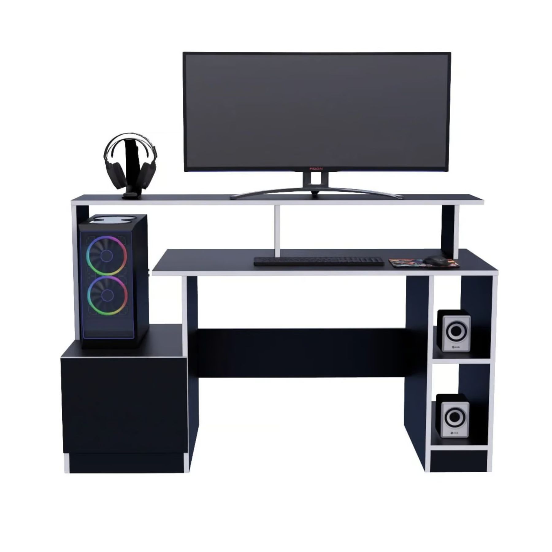 ESCRITORIO GAMER 150 CM NEGRO/BLANCO INNOVACIONES LUMIK - 2