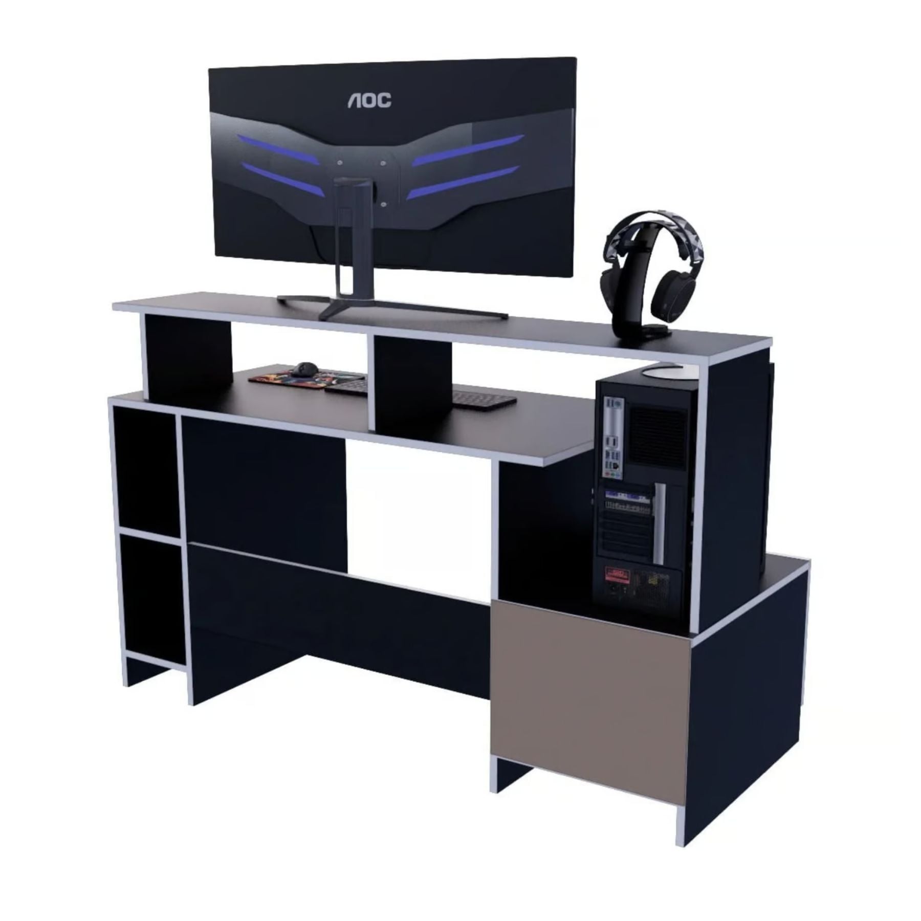 ESCRITORIO GAMER 150 CM NEGRO/BLANCO INNOVACIONES LUMIK - 3
