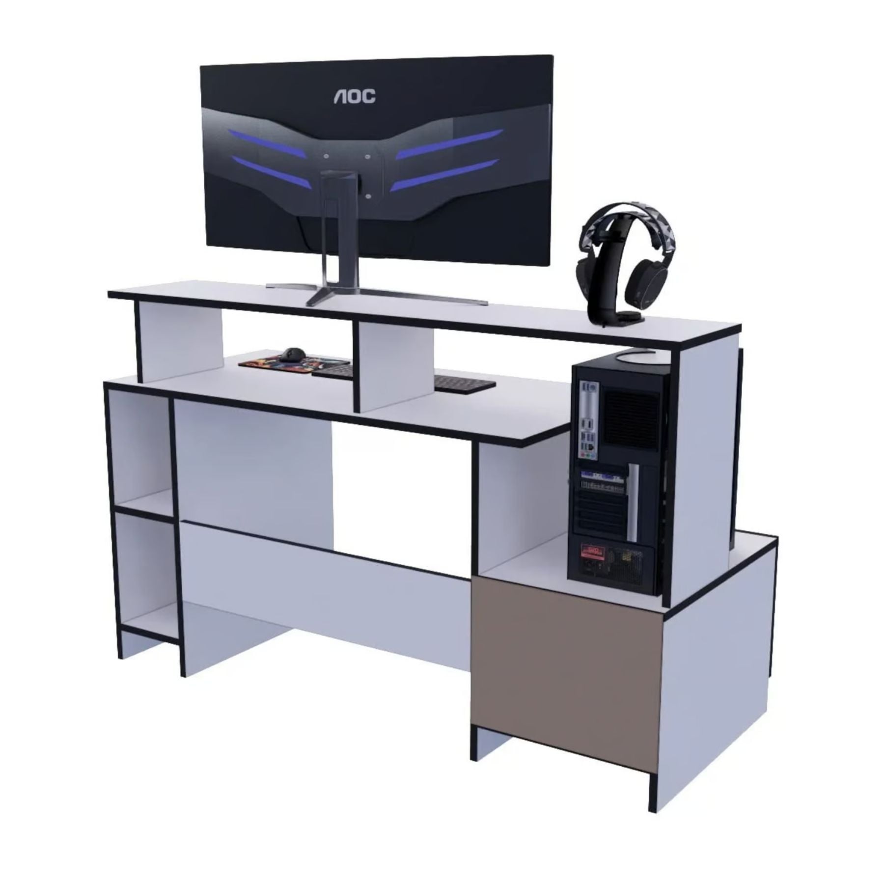 ESCRITORIO GAMER 150 CM BLANCO INNOVACIONES LUMIK - 3