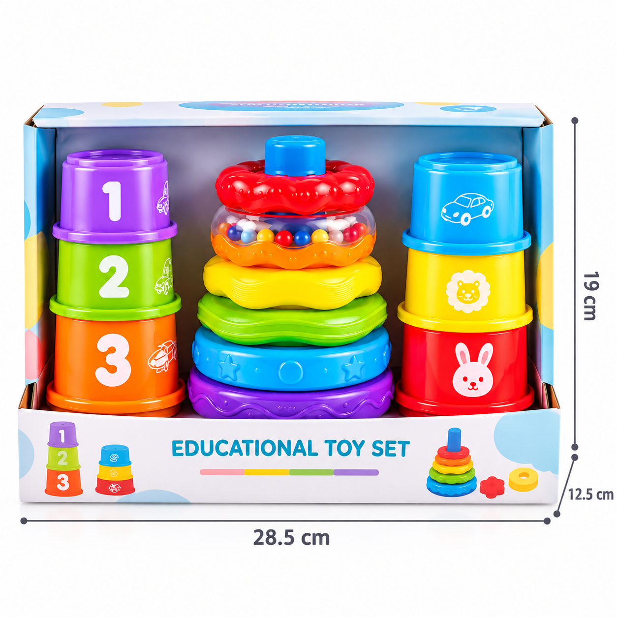 Set Aros con Vasos Apilables para Bebés – Juguete Didáctico de Estimulación - 2