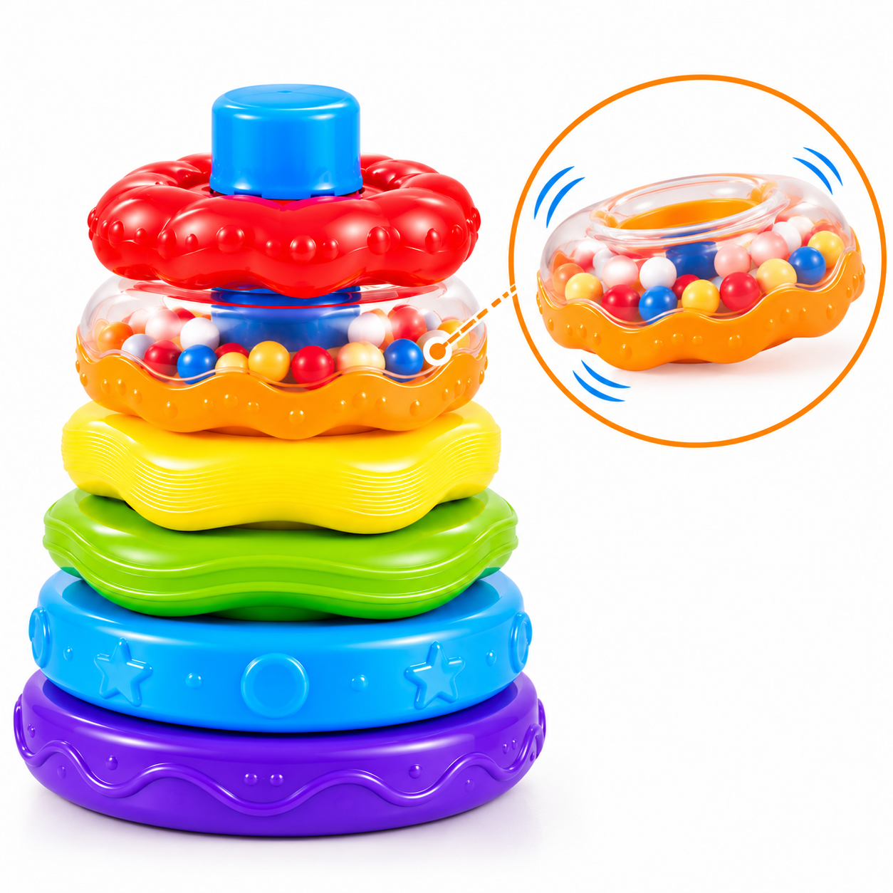 Set Aros con Vasos Apilables para Bebés – Juguete Didáctico de Estimulación - 3