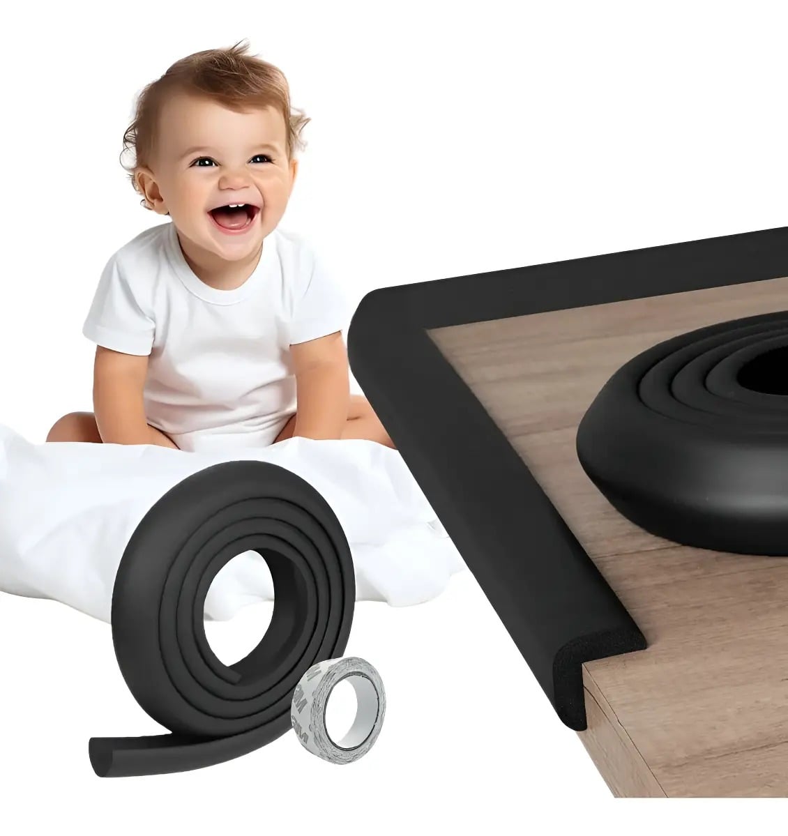 ESQUINERO PROTECTOR ANTIGOLPE NEGRO PARA BEBES Y NIÑOS 2 PCS - 1