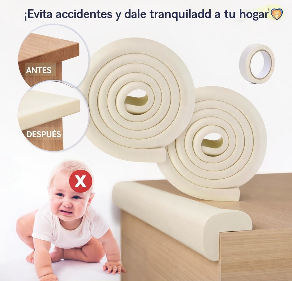 PROTECTOR DE BORDES ANTIGOLPE CREMA PARA BEBES Y NIÑOS 2 PCS - 1