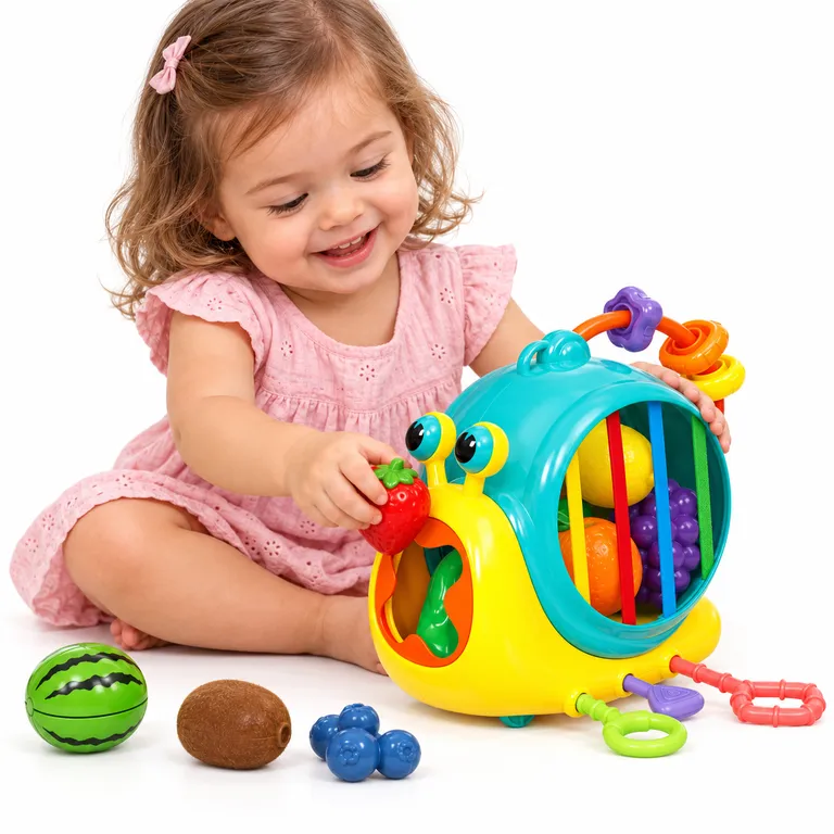 CARACOL DIDÁCTICO PARA BEBÉS CON FRUTAS DE ENCAJE - 1