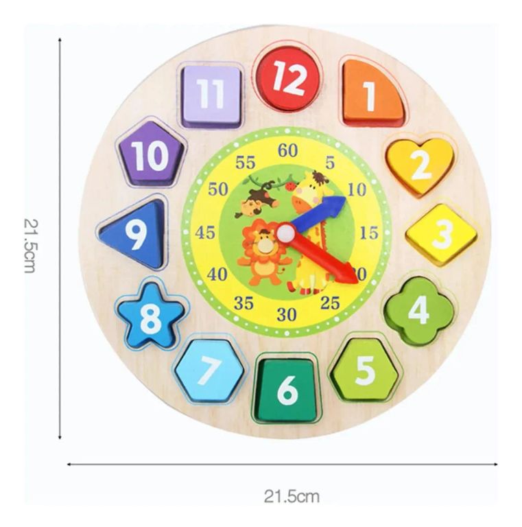 RELOJ DIDÁCTICO DE MADERA PARA NIÑOS – ENCAJE, ENHEBRADO Y NÚMEROS - 5
