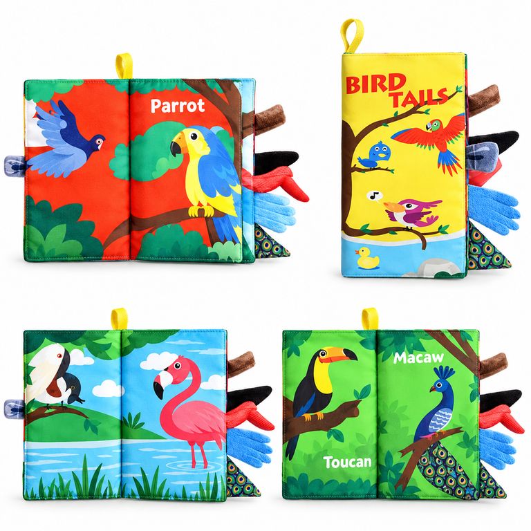 PACK DE 2 LIBROS DE TELA SENSORIALES PARA BEBÉ – AVES Y ANIMALES SALVAJES - 2
