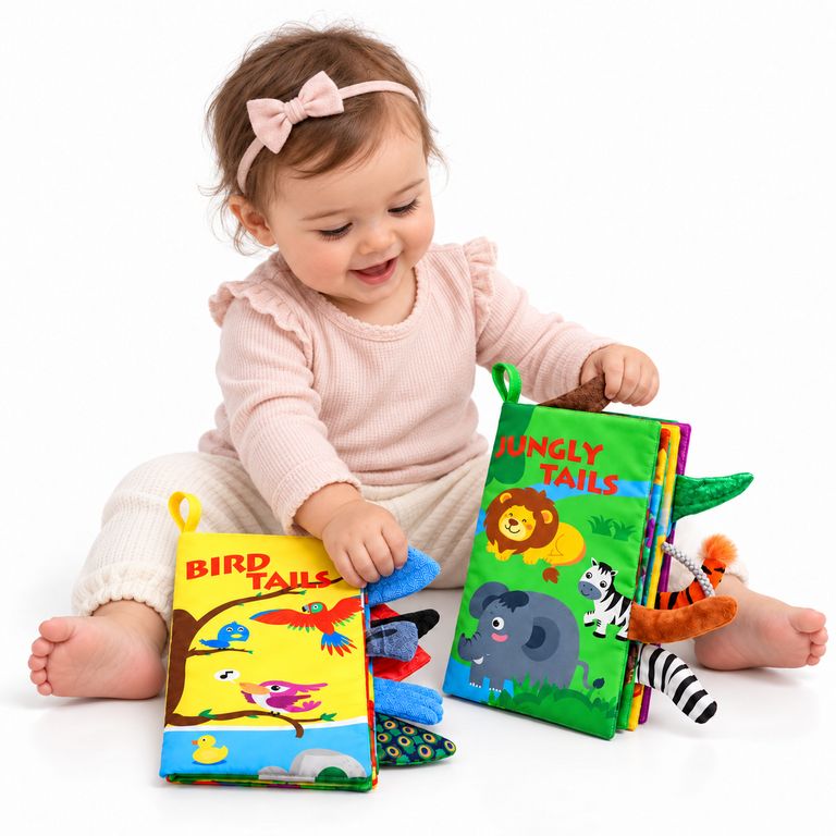 PACK DE 2 LIBROS DE TELA SENSORIALES PARA BEBÉ – AVES Y ANIMALES SALVAJES - 4